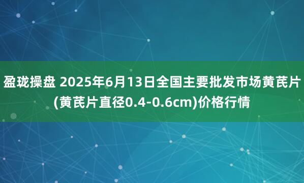 盈珑操盘 2025年6月13日全国主要批发市场黄芪片(黄芪片直径0.4-0.6cm)价格行情